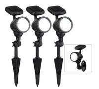 Set di 3 luci a LED da esterno plug-in lampade solari faretti spot mobili montaggio a parete nero