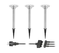 Set di 3 luci da giardino a LED ALF cromo opaco con picchetto a terra per