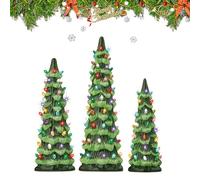 Set di 3 luci decorative vintage dipinte a mano, per albero di Natale, multicolore, a LED, crea un'atmosfera calda per le vacanze, soggiorno, camera da letto, decorazione natalizia (colorata)