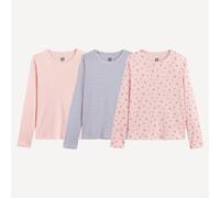 Set di 3 maglie di sotto a maniche lunghe, in cotone Blu 2 anni - 86 cm Floreale
