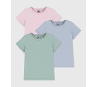 Set di 3 magliette in cotone a maniche corte in tinta unita per bambini Blu 8 anni - 126 cm Tinta unita