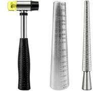 Set di 3 mandrini per braccialetti e anelli in acciaio inox, con martello in gomma, adatti per la creazione di gioielli, modellatura, formatura