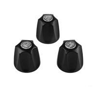 Set di 3 manopole di ricambio per doccia nero opaco per maniglie del rubinetto della vasca da bagno e della doccia, struttura in metallo con marcature trasparenti per caldo/freddo/deviatore