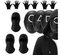 Set di 3 maschere da gioco coreane, 3 motivi: triangolo quadrato cerchio con 3 paia di guanti e 3 coperture per il viso per fan, cosplay, giochi, feste a tema e collezionisti, taglia unica