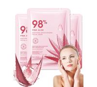 Set di 3 maschere per il viso con aloe rosa, idratanti, idratanti, per la cura della pelle, per il viso, per la cura della pelle, per la giornata della donna, set regalo per le donne