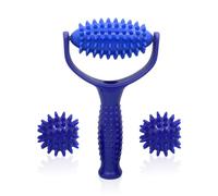 Set di 3 Massaggiatori Con Maniglie, Rulli Massaggianti, Palline da Massaggio, Accessori Portatili per Massaggi (Blu)