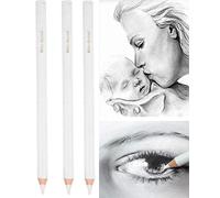 Set di 3 matite professionali a carbone, colore bianco, per schizzi, sfumature, miscelazione di gesso, per principianti e artisti