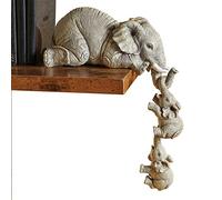 Set di 3 mensole a forma di elefante, con elefante, da appendere, 2 elefanti sul bordo, decorazione da caminetto, in resina dipinta a mano da collezione per la decorazione della casa
