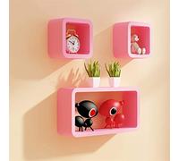 Set di 3 mensole da parete a forma di cubo, da parete, colore rosa, eleganti mensole galleggianti per la casa, per abbellire e esporre oggetti