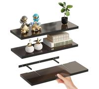 Set di 3 mensole galleggianti moderne in acrilico, montaggio a parete, mensole salvaspazio per decorare camera da letto, soggiorno, cucina, libri per bambini, organizer per il bagno (nero, 30 cm)