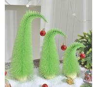 Set di 3 mini albero di Natale con collo storto con palline rosse, progettato per centrotavola festivi e decorazioni stagionali per interni