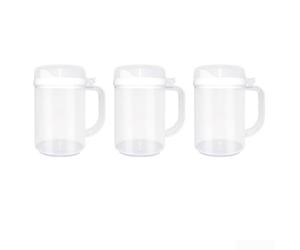 Set di 3 mini brocche in plastica per bambini, a prova di fuoriuscite, con coperchio sicuro, per bambini, pratica di versamento, contenitore per latte e succhi di frutta,