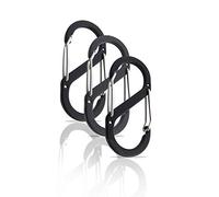 Set di 3 mini moschettoni - Moschettoni piccoli a S - Moschettone portachiavi - Moschettoni ganci doppio - Portachiavi nero - Moschettoni outdoor - Moschettone alluminio (Nero 66x33 mm)