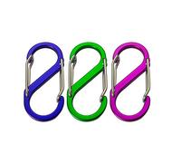 Set di 3 mini moschettoni - Moschettoni piccoli a S - Moschettone portachiavi - Moschettoni ganci doppio - Portachiavi nero - Moschettoni outdoor - Moschettone alluminio (Multicolore 52x23 mm)