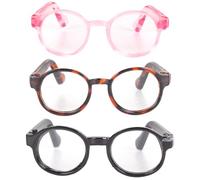 Set di 3 mini occhiali per bambole, nero, rosa, leopardato, accessori per vestire bambole da 15-17 cm, accessori per costumi da collezione