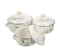 Set di 3 mini pentole smaltate resistenti al calore per zuppa di noodles salse per elettriche a induzione