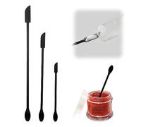 Set di 3 Mini Spatole in Silicone - Piccolo Cucchiaio, Spatola in Vetro, Spatola per Cosmetici Con Manico Lungo, Agitatore per Lozioni Cosmetiche Sottili, Bellezza (Nero)