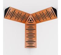 Set di 3 mini trappole per bassi "PULSE-mini" e una trappola cubica per bassi "TRICUB-Pulse" | Schiuma acustica fonoassorbente con piastra HDF laminata perforata | [PULSE-m+cubPuls | Ciliegio]