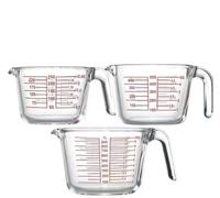 Set di 3 misurini in vetro resistente al calore, caraffa graduata trasparente, capacità 0,35 l/0,5 l/1 l, adatto per forni a microonde e lavastoviglie