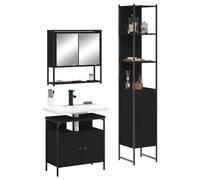 Set di 3 mobili da bagno in legno di rovere fumé, per bagno, credenza per bagno