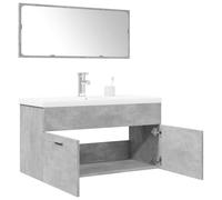 Set di 3 mobili da bagno in legno grigio cemento con mobiletto sottolavabo | Resistente all'umidità, resistente alla deformazione, superficie facile da pulire, supporto da parete per fissaggio
