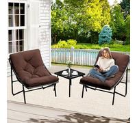 Set di 3 mobili da balcone, set da 2 sedie, 1 tavolo, mobili da giardino, piccolo balcone con cuscino rimovibile e tavolo, comoda impiallacciatura per balconi per interni ed esterni (bianco)