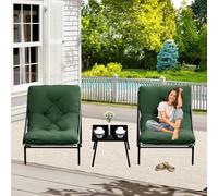 Set di 3 mobili da balcone, set da 2 sedie, 1 tavolo, mobili da giardino, piccolo balcone con cuscino rimovibile e tavolo, comoda impiallacciatura per balconi per interni ed esterni (verde)