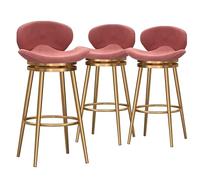 Set di 3 moderni sgabelli da bar girevoli con schienale, sedie imbottite in velluto, struttura in metallo, per cucina, isola, sala da pranzo, sedie rustiche, altezza regolabile