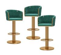 Set di 3 moderni sgabelli da bar in velluto dorato - sedie girevoli regolabili con schienale per cucina, casa, bar e isola, design elegante tessuto