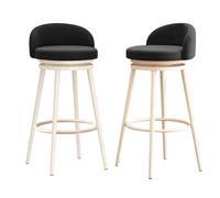 Set di 3 moderni sgabelli da bar in velluto nero, sedie girevoli da cucina con schienale e poggiapiedi, sgabelli imbottiti per cucina a isola, altezza 65 cm