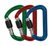 Set di 3 Moschettoni Screwgate Blu/Rosso/Verde - Leggeri, Sicuri e Versatili per Avventure Outdoor