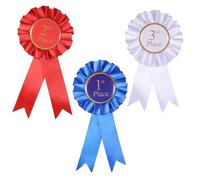 Set di 3 nastri premio con rosette, nastri per vincitori del Gran Premio, nastri di raso per partecipazione al 1°, 2° e 3° posto, nastri di riconoscimento deluxe con spilla per certificato di