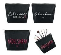 Set di 3 necessaire da viaggio, organizer impermeabile per borsa e viaggi, compatto. Trousse per trucchi, bijoux, penne, cavi (3 design neri)