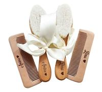 Set Di 3 Nome Personalizzato Pettine Da Bagno For Bambini Spazzola For Capelli For La Cura Del Bambino Pettine In Pura Lana Naturale Pettine In Legno Massaggiatore For Neonati Baby Shower E