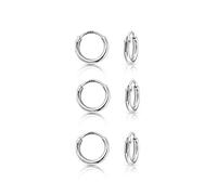 Set di 3 Orecchini Piccoli a Cerchio Argento 925 - Cerchietti Orecchini Uomo Donna - Cerchietto per Lobo, Helix, Cartilagine, Naso - Ipoallergenici, Vero Argento 925 - Misura 8mm x 1.2mm