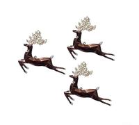 Set di 3 ornamenti natalizi a forma di alce per albero e decorazioni da appendere per migliorare l'atmosfera delle vacanze (marrone)