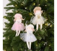 Set di 3 ornamenti natalizi a forma di angelo, con decorazioni a stella e gonne in tulle, perfetti per l'albero delle vacanze e l'esposizione della casa