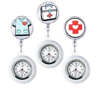 Set di 3 orologi da infermiera con clip - Orologio per la cura con lampada a LED e cinturino in silicone, impermeabile per sorelle/curatore, pratico orologio da lavoro con lancetta dei secondi per