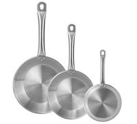 Set di 3 padelle Ø22Ø26Ø30 cm in acciaio inox, adatte per induzione e senza antiaderente