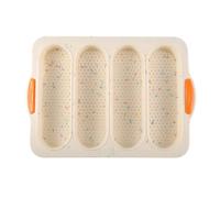 Set di 3 padelle in silicone per hamburger e panini, antiaderenti, 4 teglie per pane francese, 6 tazze di panino per hamburger con raschietto Krf144 (F, 23,8 x 34 x 2,5 cm)