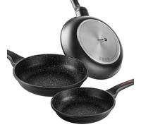 Set di 3 Padelle Induzione 20-24-28 cm, Alluminio Fuso, Antiaderente senza PFOA