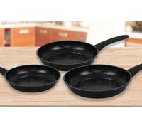 Set Di 3 Padelle Rivestite In Marmo Herzberg: Nero
