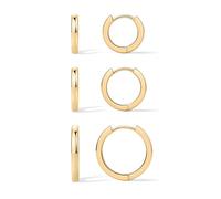 Set di 3 paia di orecchini a cerchio da donna in argento Sterling 925 placcato oro 18 K | Confezione di orecchini Huggie