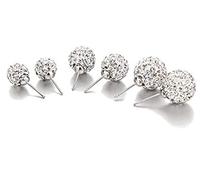 Set di 3 paia di orecchini a perno con sfera di diamante e strass di cristallo, da donna, alla moda