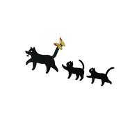 Set di 3 pali da giardino in metallo a forma di gatto nero, decorazione per cortile, prati e aiuole, accessori artistici in ferro