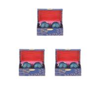 Set di 3 palline da massaggio con scatola Baoding per persone di mezza età, colore blu, 42 cm