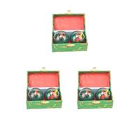 Set di 3 palline da massaggio con scatola portaoggetti Baoding Balls per persone di mezza età Dragon Phoenix verde