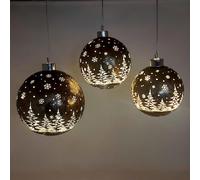 Set Di 3 Palline LED FROSTY WINTERWALD Da Appendere 10 + 12 + 15Cm Formano W25