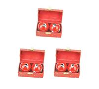 Set di 3 palline portatili Baoding con scatola di immagazzinaggio durevole per bambini anziani genitori rosso Tai Chi