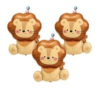 Set di 3 palloncini a forma di leone, 55 x 78 cm, simpatici palloncini a forma di leone, palloncini per compleanno, palloncini XL con leoni, decorazione per compleanni, animali della foresta